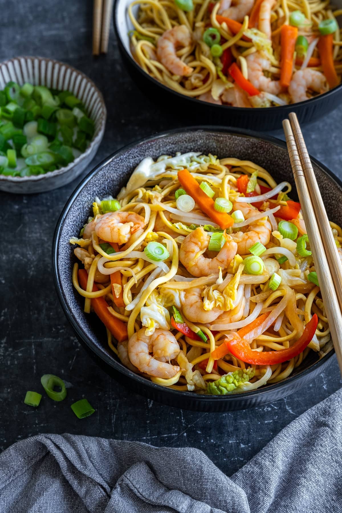 2 bowls of Prawn Chow Mein
