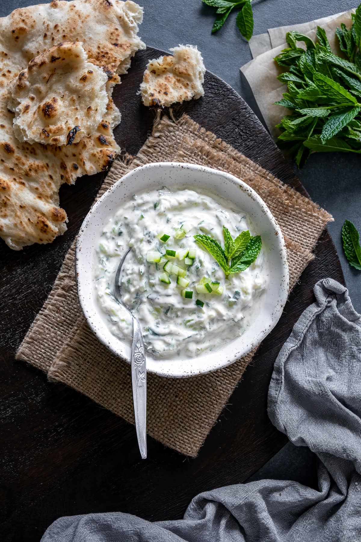 Overhead shot of Cucumber Mint Raita