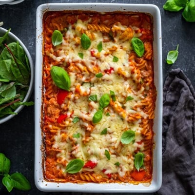 Creamy Tomato Tuna Pasta Bake Hero