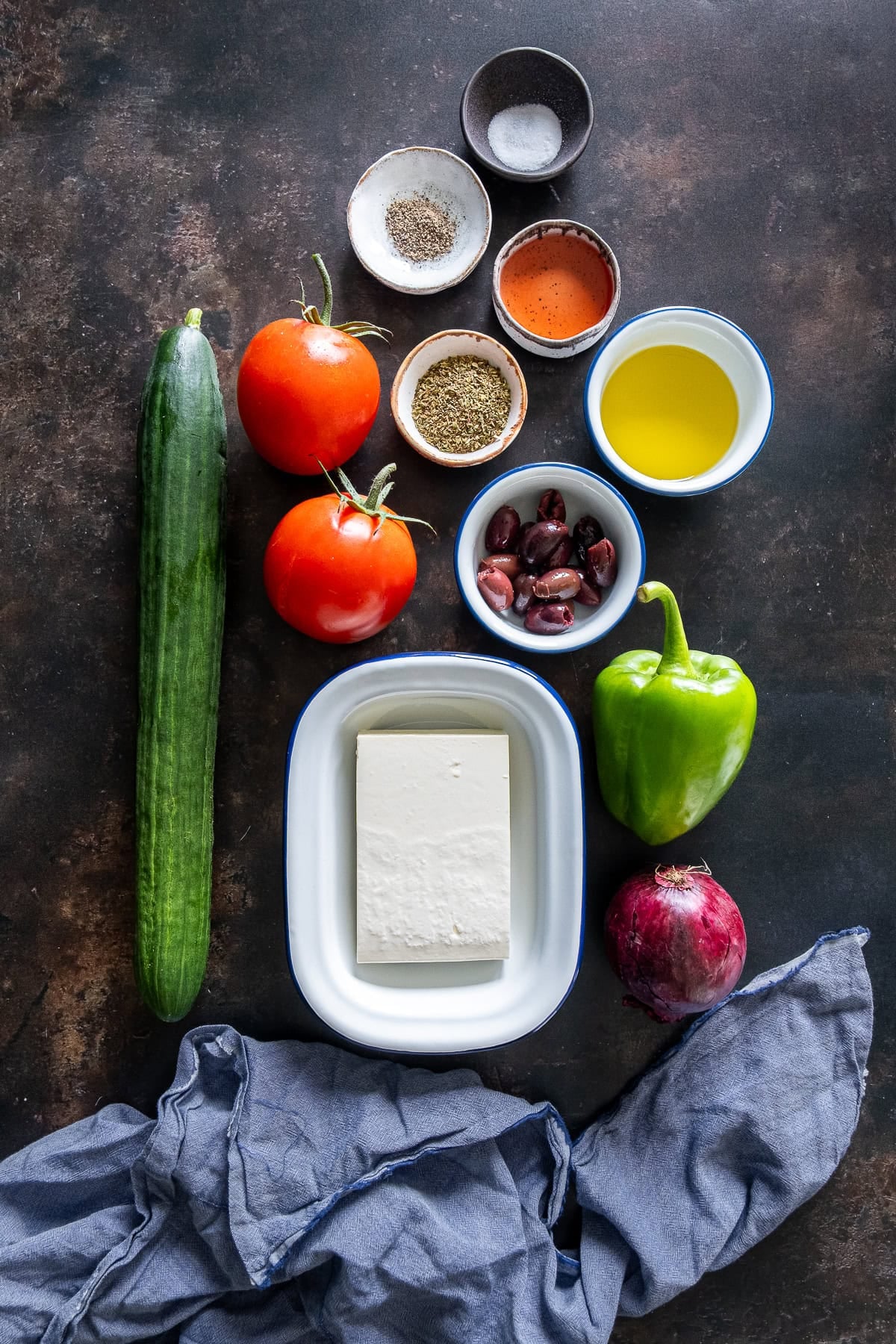 Ingredients for Authentic Greek Salad (Horiátiki Salata)