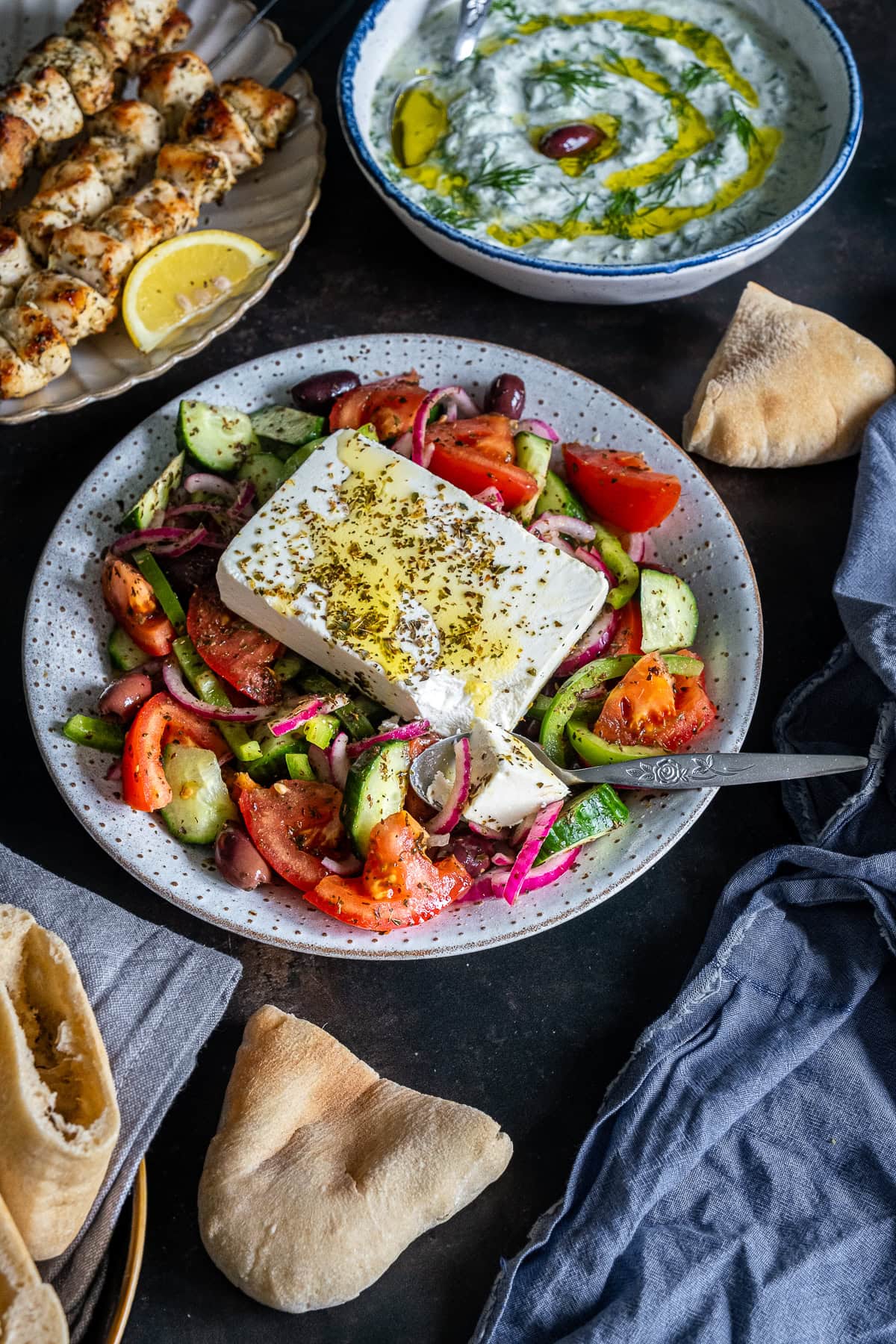 Closeup of Authentic Greek Salad